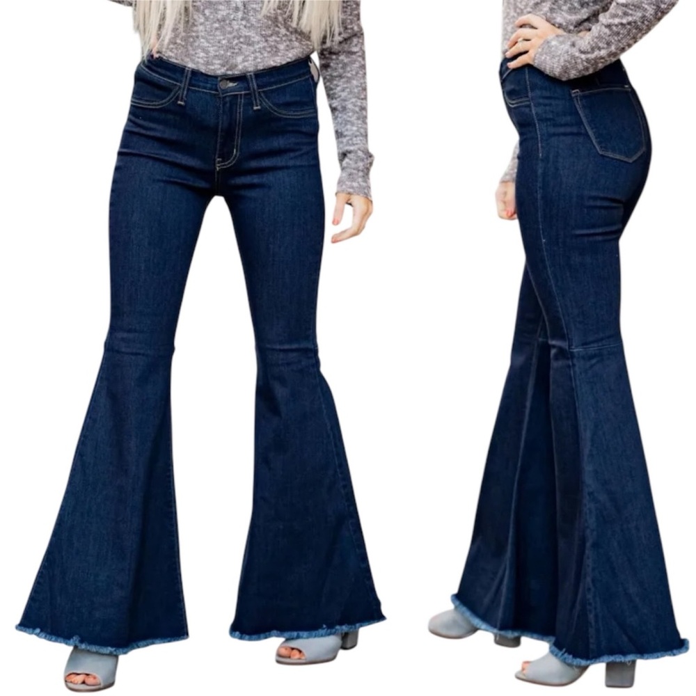 Judy Blue High Rise Dark Wash Flared Blue Jeans 7/28 EUC